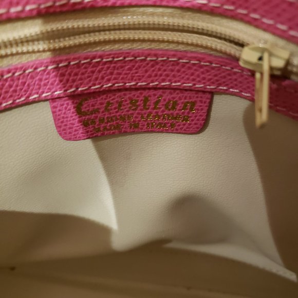 Cristian Italy Leather Top Handle Handbag - Pink - Picture 4 of 5